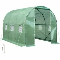 TECTAKE Serre Tunnel De Jardin 7 M² Avec 1 Bâche En Polyéthylène Vert - Vert