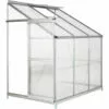 TECTAKE Serre De Jardin Polycarbonate Adoss?e 2,39 M² + 1 Embase En Acier - Blanc Transparent