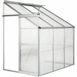 TECTAKE Serre De Jardin Polycarbonate Adoss?e 2,39 M² + 1 Lucarne - Blanc Transparent