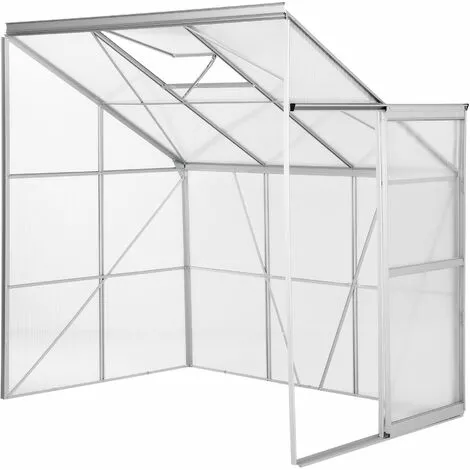 TECTAKE Serre De Jardin Polycarbonate Adoss?e 2,39 M² + 1 Lucarne - Blanc Transparent 3 TECTAKE Serre De Jardin Polycarbonate Adoss?e 2,39 M² + 1 Lucarne - Blanc Transparent – Image 3