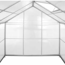 TECTAKE Serre De Jardin Polycarbonate 3,7 M² + 1 Embase En Acier - Blanc Transparent -Serre de jardin Boutique 7514492 5