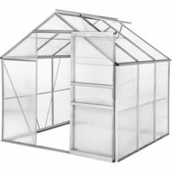 TECTAKE Serre De Jardin Polycarbonate 3,7 M² + 1 Lucarne - Blanc Transparent