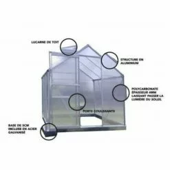 LA MAISON DU JARDIN Serre En Polycarbonate Alvéolaire De Jardin 126 - 7,3 M² - Avec Base